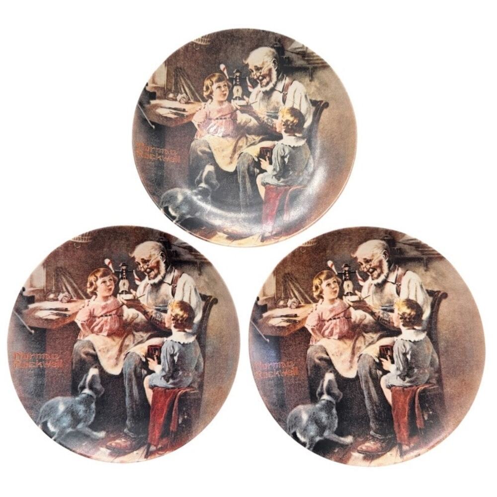 Vtg 1977 Knowles West Virginia Toy Maker Norman Rockwell Heritage 3 Plates LE